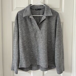 Zara Knit Collar Sweater Gray